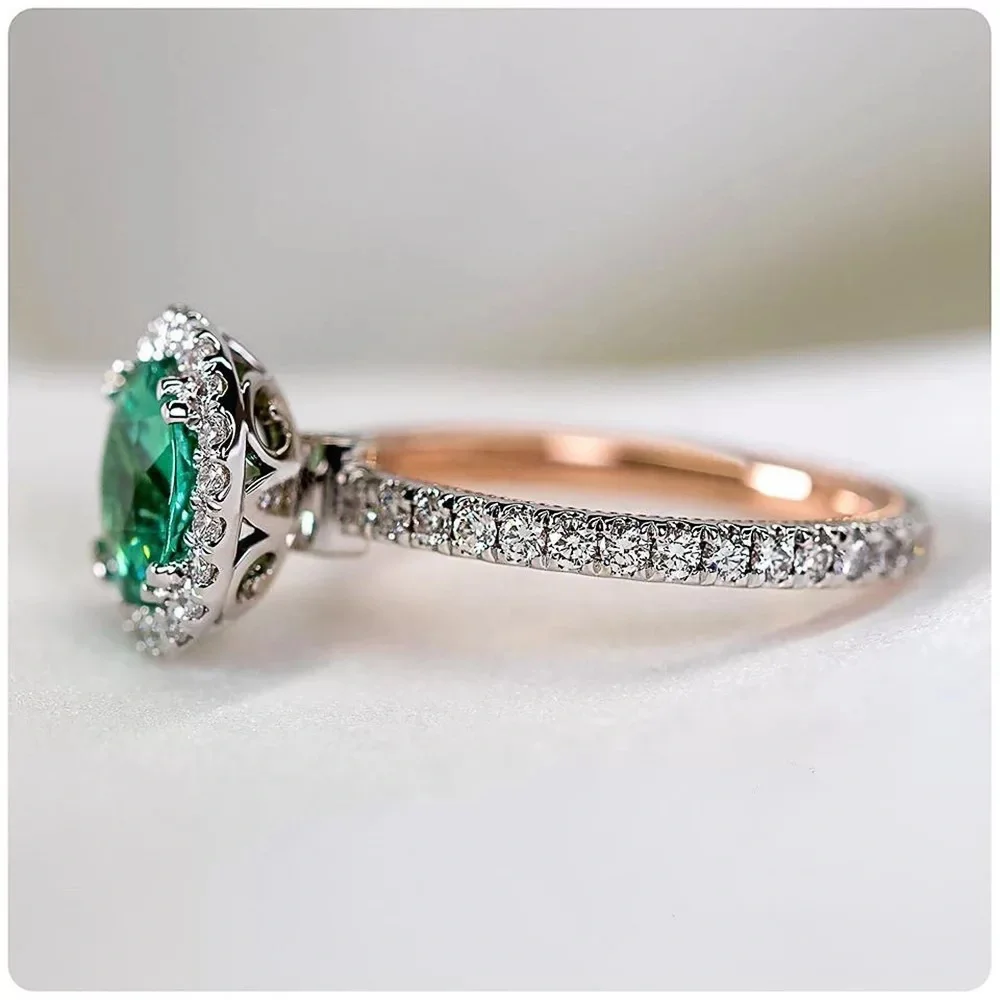 New Women’s Rose Gold Plated Emerald Ring - Picture 4 of 5